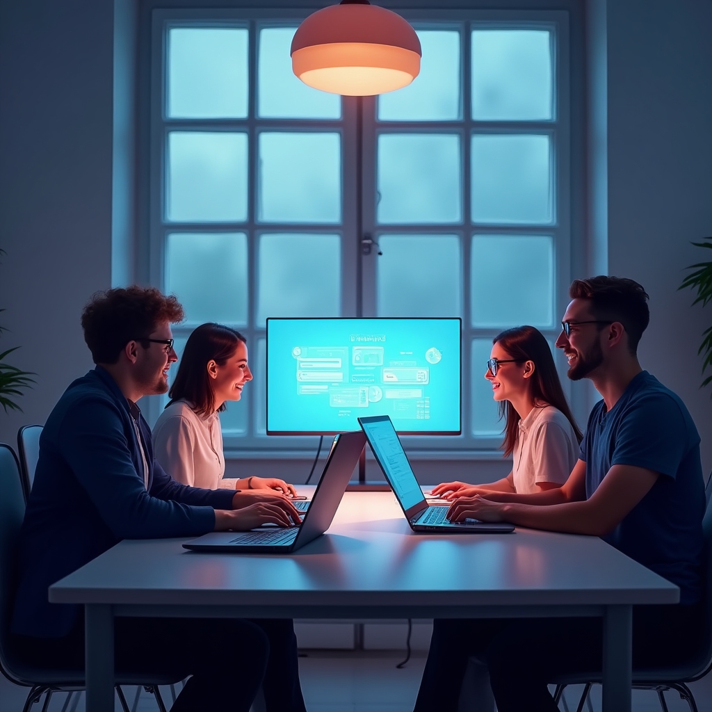 Teilnehmende arbeiten gemeinsam an digitalen Finanzübersichten während eines Workshops